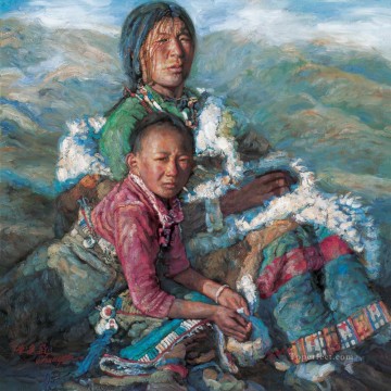 Mother and Child 4 Chinese Chen Yifei Oil Paintings